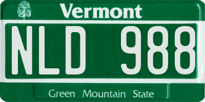 VT license plate NLD988