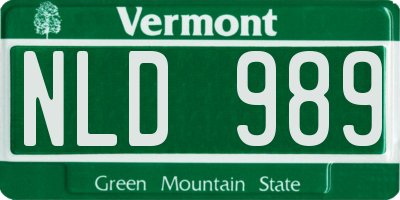 VT license plate NLD989