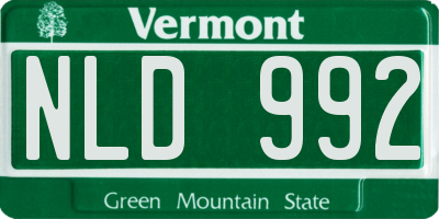 VT license plate NLD992
