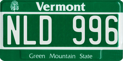 VT license plate NLD996