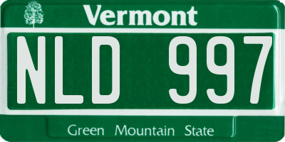 VT license plate NLD997