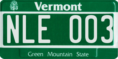 VT license plate NLE003