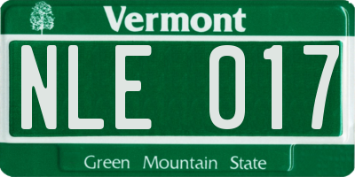 VT license plate NLE017