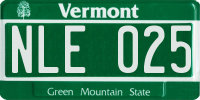 VT license plate NLE025