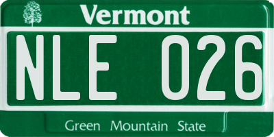 VT license plate NLE026