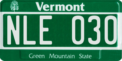 VT license plate NLE030