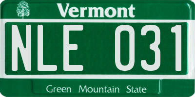 VT license plate NLE031