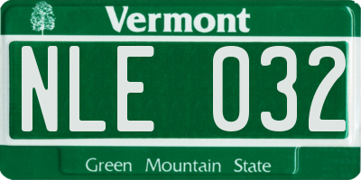 VT license plate NLE032