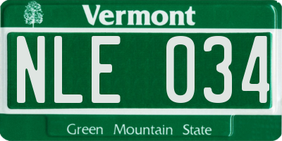 VT license plate NLE034