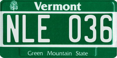 VT license plate NLE036