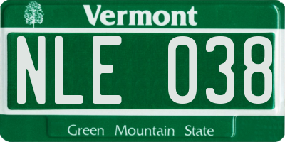 VT license plate NLE038
