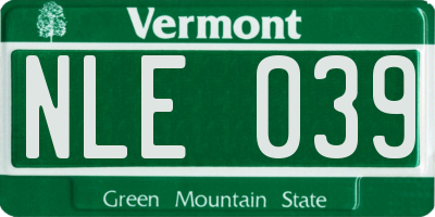 VT license plate NLE039