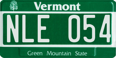 VT license plate NLE054