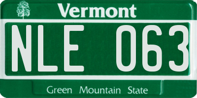 VT license plate NLE063