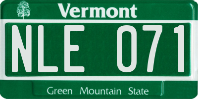 VT license plate NLE071