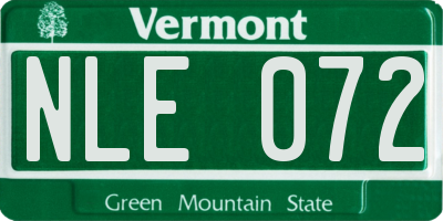 VT license plate NLE072