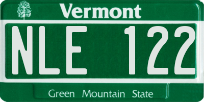 VT license plate NLE122
