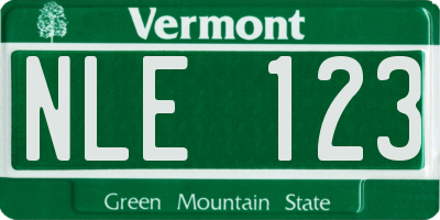 VT license plate NLE123