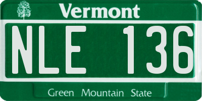 VT license plate NLE136