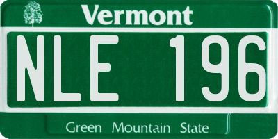 VT license plate NLE196