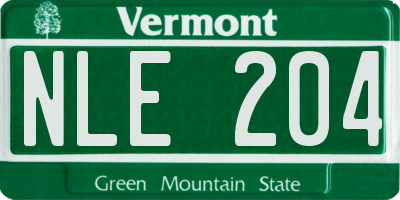 VT license plate NLE204