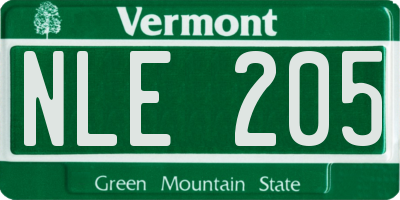 VT license plate NLE205