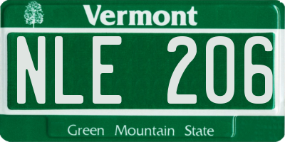VT license plate NLE206