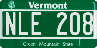 VT license plate NLE208