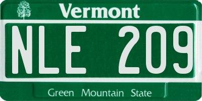 VT license plate NLE209