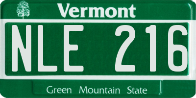 VT license plate NLE216