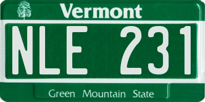 VT license plate NLE231