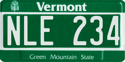 VT license plate NLE234