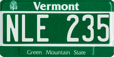 VT license plate NLE235