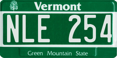 VT license plate NLE254