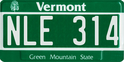 VT license plate NLE314