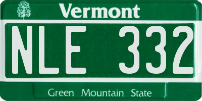 VT license plate NLE332