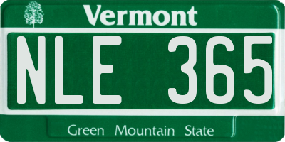 VT license plate NLE365