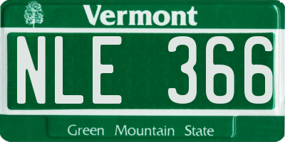 VT license plate NLE366