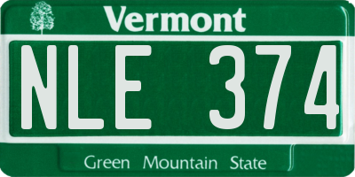 VT license plate NLE374