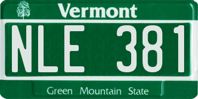 VT license plate NLE381