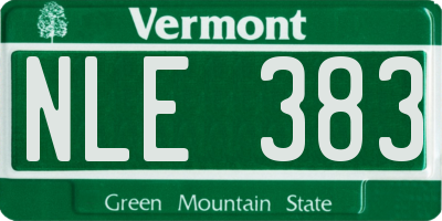 VT license plate NLE383