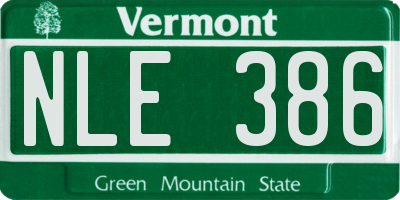 VT license plate NLE386