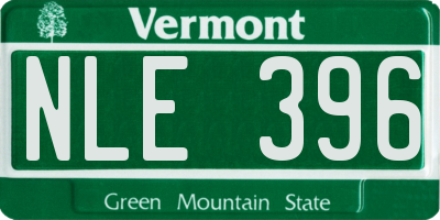 VT license plate NLE396