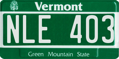 VT license plate NLE403
