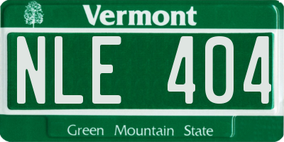 VT license plate NLE404