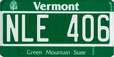 VT license plate NLE406