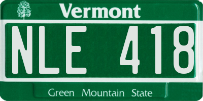 VT license plate NLE418
