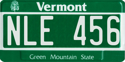 VT license plate NLE456