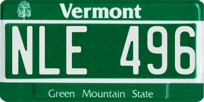 VT license plate NLE496