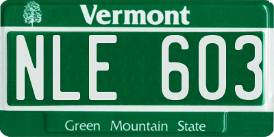 VT license plate NLE603